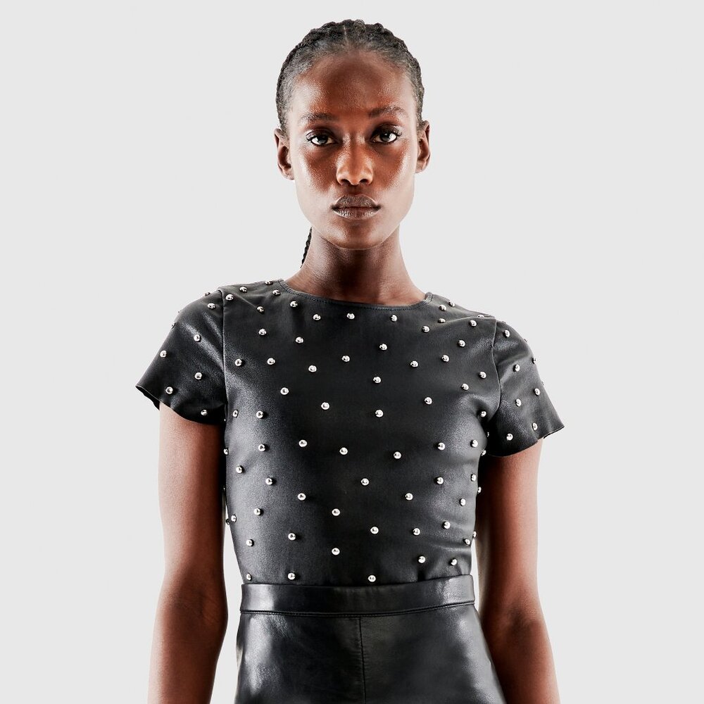 MARGOT STRETCH LEATHER TEE